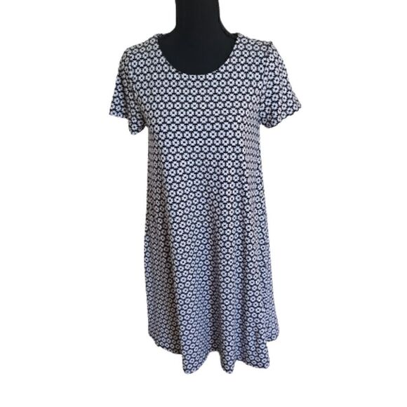 Talbots Women's Easy Care Pullover Short Sleeve Black & White Dress - Sz SP - Picture 1 of 7